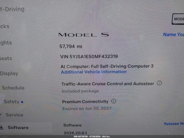 Aukcja sprzedaży 2021 Tesla Model S Long Range Dual Motor All-wheel Drive, vin: 5YJSA1E50MF432319, numer aukcji: 45728760