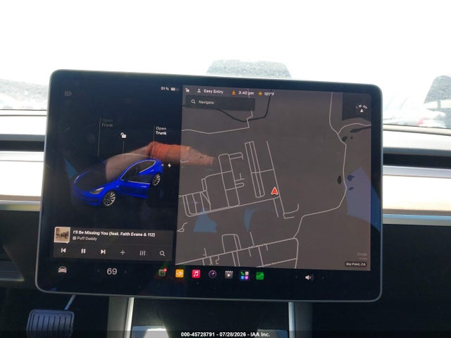 45728791 :رقم المزاد ، 5YJ3E1EB3KF365615 vin ، 2019 Tesla Model 3 Long Range/performance مزاد بيع