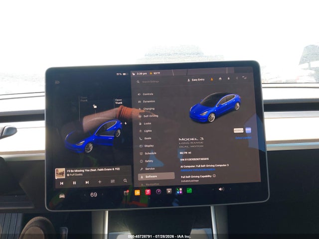 45728791 :رقم المزاد ، 5YJ3E1EB3KF365615 vin ، 2019 Tesla Model 3 Long Range/performance مزاد بيع