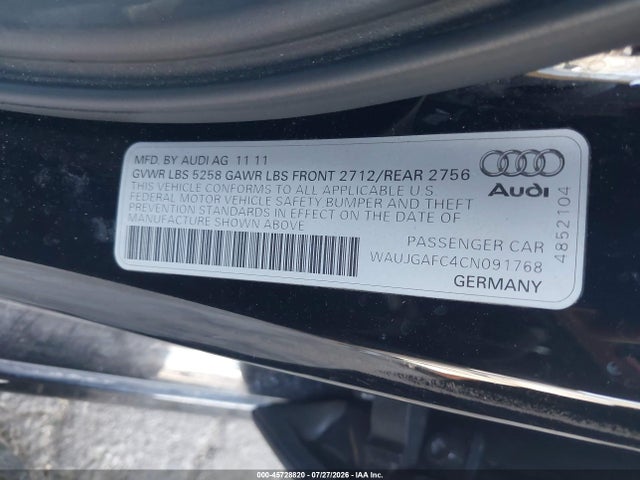 45728820 :رقم المزاد ، WAUJGAFC4CN091768 vin ، 2012 Audi A6 3.0t Prestige مزاد بيع