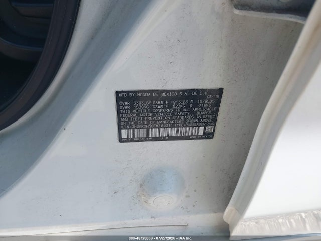 45728839 :رقم المزاد ، 3HGGK5H59FM785311 vin ، 2015 Honda Fit Lx مزاد بيع