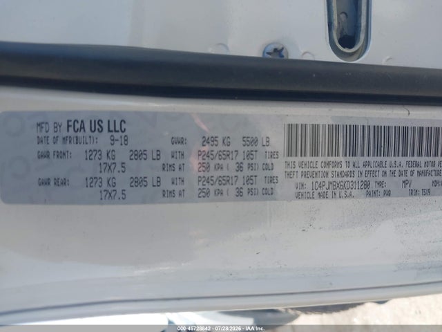 1C4PJMBX6KD311280 Jeep Cherokee Trailhawk 4x4