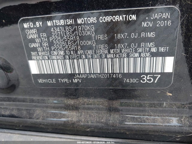 Продаж на аукціоні авто 2017 Mitsubishi Outlander Sport 2.4 Se, vin: JA4AP3AW7HZ017416, номер лоту: 45729025
