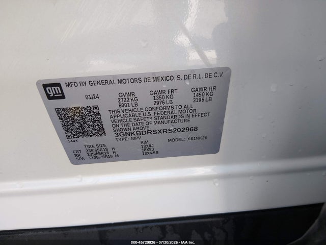 Продаж на аукціоні авто 2024 Chevrolet Blazer Fwd 3lt, vin: 3GNKBDRSXRS202968, номер лоту: 45729026