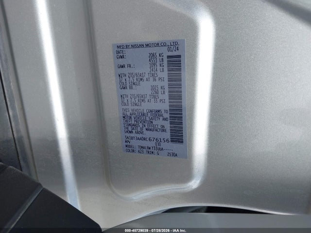Aukcja sprzedaży 2024 Nissan Rogue S Fwd, vin: 5N1BT3AA0RC676156, numer aukcji: 45729039