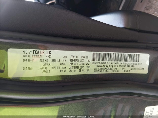 Продаж на аукціоні авто 2017 Dodge Durango Gt Rwd, vin: 1C4RDHDGXHC869507, номер лоту: 45729131