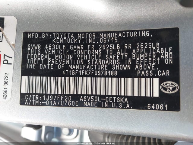 Toyota CAMRY SE 2015 4T1BF1FK7FU978188 Image 9