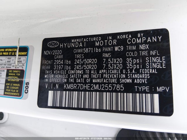 Hyundai Palisade Calligraphy 2021 KM8R7DHE2MU255785 Image 9