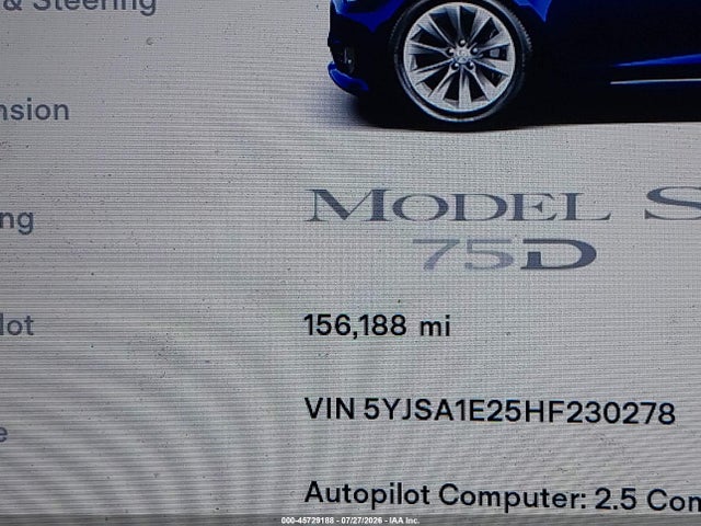 Продаж на аукціоні авто 2017 Tesla Model S 100d/60d/75d/90d/p100d, vin: 5YJSA1E25HF230278, номер лоту: 45729188