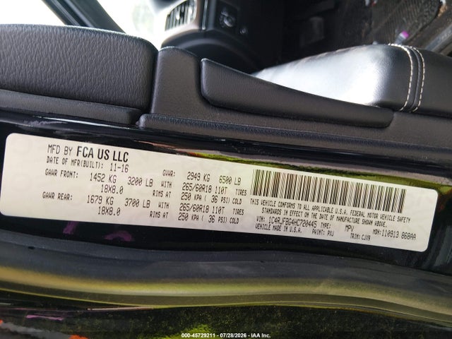 45729211 :رقم المزاد ، 1C4RJFBG4HC720445 vin ، 2017 Jeep Grand Cherokee Limited مزاد بيع