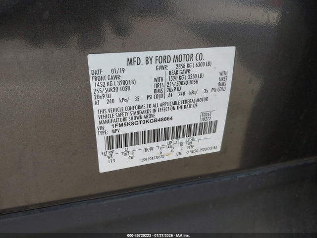 Ford EXPLORER SPORT 2019 1FM5K8GT0KGB48864 Image 9