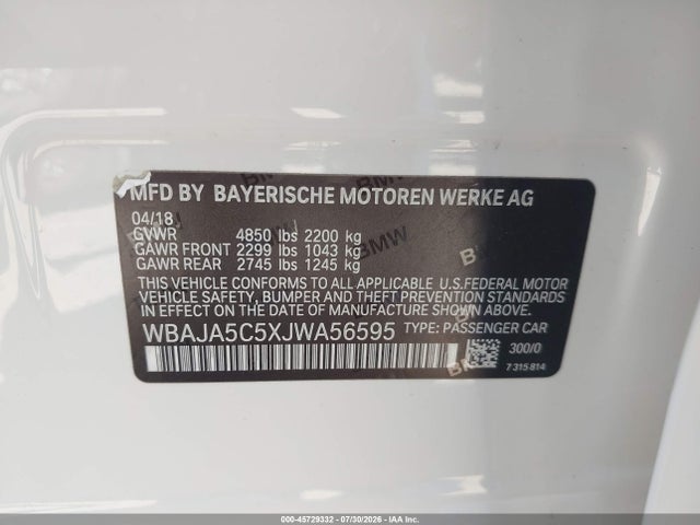 WBAJA5C5XJWA56595 BMW 530I