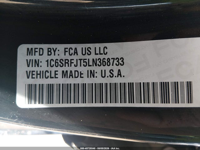 Продаж на аукціоні авто 2020 Ram 1500, vin: 1C6SRFJT5LN368733, номер лоту: 45729348