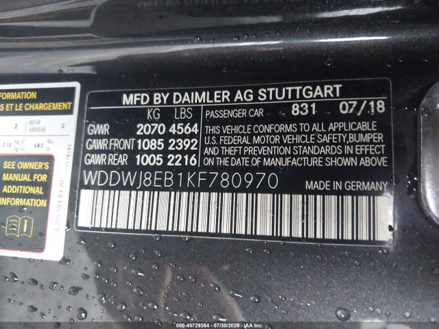 2019 Mercedes-benz C 300 4matic მანქანა იყიდება აუქციონზე, vin: WDDWJ8EB1KF780970, აუქციონის ნომერი: 45729364