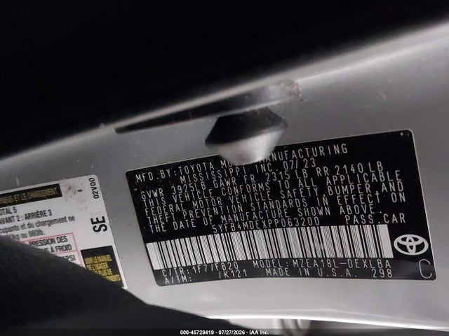 45729419 :رقم المزاد ، 5YFB4MDEXPP063200 vin ، 2023 Toyota Corolla Le مزاد بيع