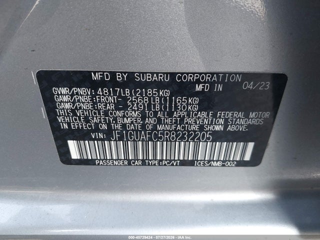 Aukcja sprzedaży 2024 Subaru Impreza Sport 5-door, vin: JF1GUAFC5R8232205, numer aukcji: 45729424