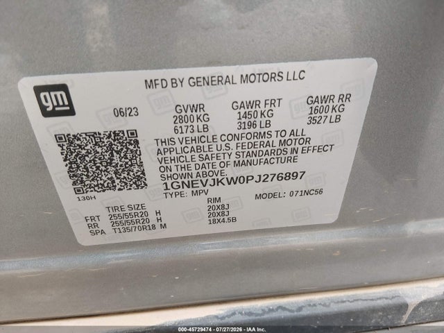 Продаж на аукціоні авто 2023 Chevrolet Traverse Awd Rs, vin: 1GNEVJKW0PJ276897, номер лоту: 45729474