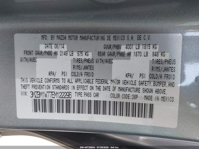 Продажа на аукционе авто 2014 Mazda Mazda3 I Grand Touring, vin: 3MZBM1W77EM122296, номер лота: 45729554