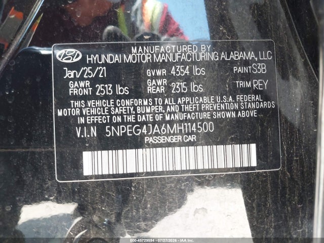 Продаж на аукціоні авто 2021 Hyundai Sonata Se, vin: 5NPEG4JA6MH114500, номер лоту: 45729594