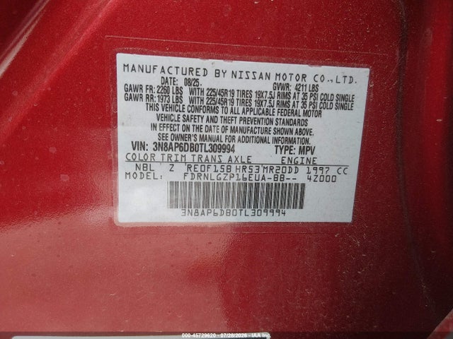 Продажа на аукционе авто 2026 Nissan Kicks Sr, vin: 3N8AP6DB0TL309994, номер лота: 45729620