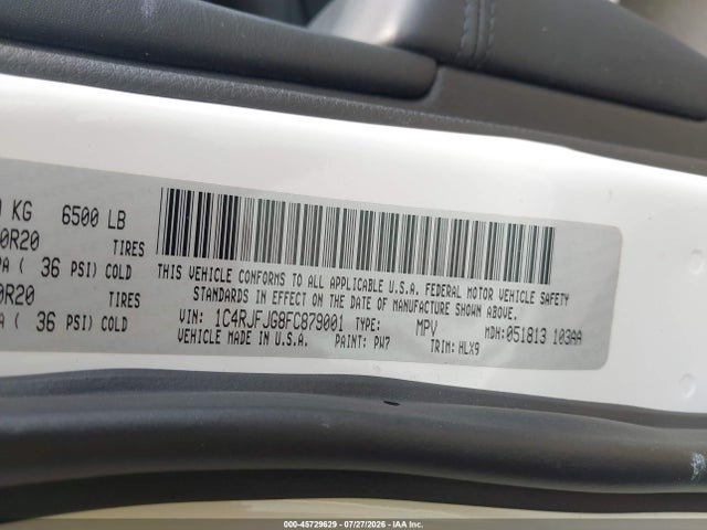 45729629 :رقم المزاد ، 1C4RJFJG8FC879001 vin ، 2015 Jeep Grand Cherokee Summit مزاد بيع