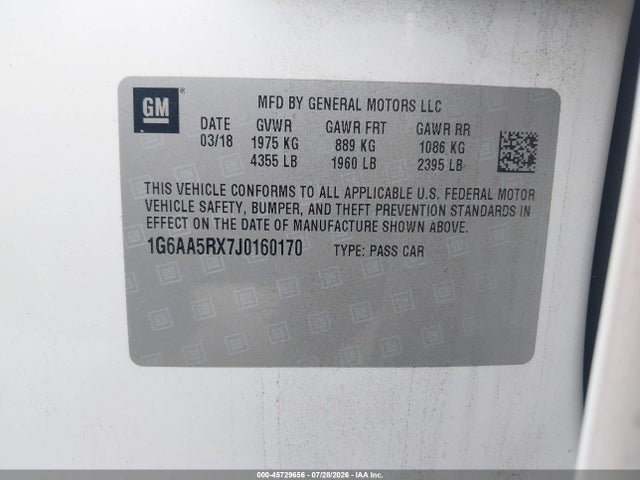 Aukcja sprzedaży 2018 Cadillac Ats Standard, vin: 1G6AA5RX7J0160170, numer aukcji: 45729656