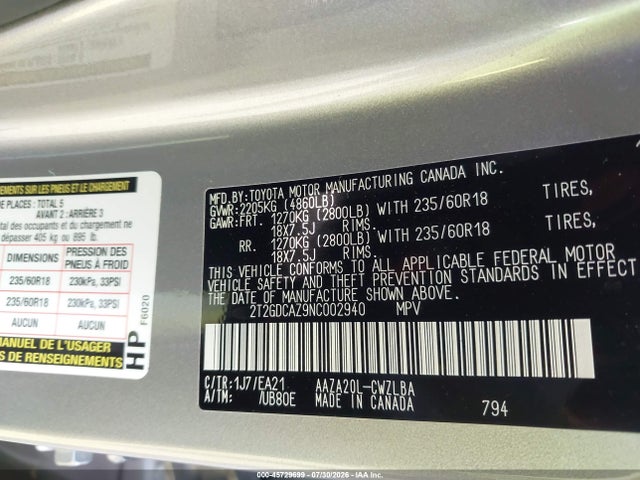 2022 Lexus Nx 250 Premium მანქანა იყიდება აუქციონზე, vin: 2T2GDCAZ9NC002940, აუქციონის ნომერი: 45729699