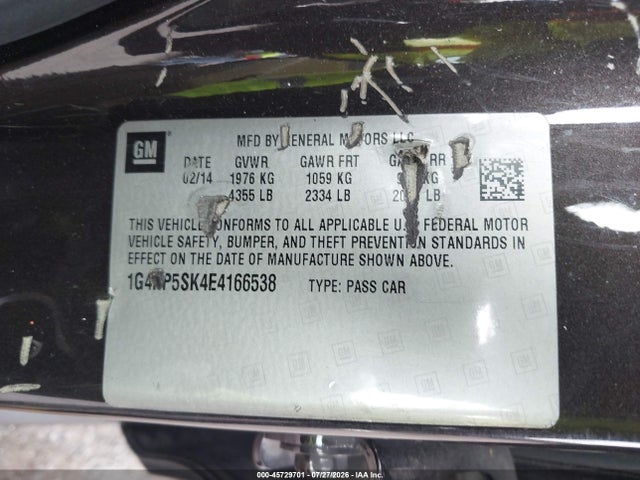 Продаж на аукціоні авто 2014 Buick Verano, vin: 1G4PP5SK4E4166538, номер лоту: 45729701
