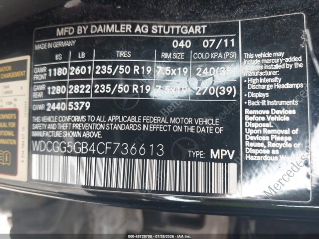 Aukcja sprzedaży 2012 Mercedes-benz Glk 350, vin: WDCGG5GB4CF736613, numer aukcji: 45729708