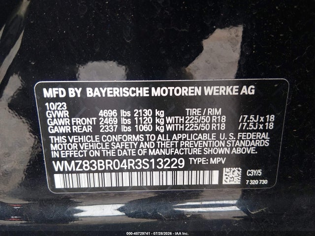 45729741 :رقم المزاد ، WMZ83BR04R3S13229 vin ، 2024 Mini Countryman Cooper S مزاد بيع