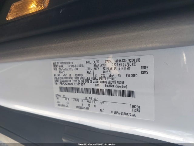 Ford Transit-350 Passenger Van Xl 2020 1FBAX2Y87LKB01507 Image 9