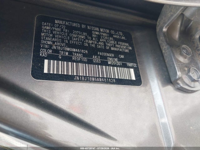 Aukcja sprzedaży 2022 Nissan Rogue Sport Sv Awd Xtronic Cvt, vin: JN1BJ1BW6NW481828, numer aukcji: 45729747