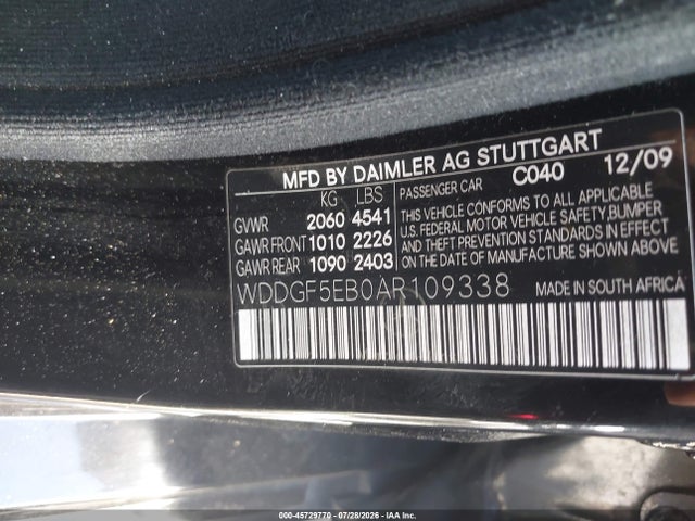 Продаж на аукціоні авто 2010 Mercedes-benz C 300 Luxury/sport, vin: WDDGF5EB0AR109338, номер лоту: 45729770
