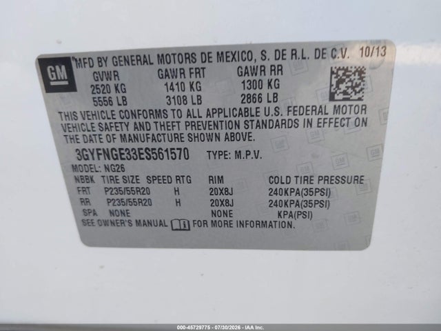 Продаж на аукціоні авто 2014 Cadillac Srx Premium Collection, vin: 3GYFNGE33ES561570, номер лоту: 45729775