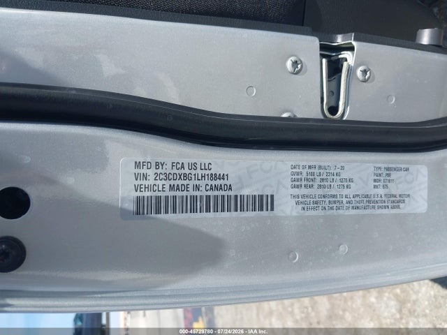 Продаж на аукціоні авто 2020 Dodge Charger Sxt Rwd, vin: 2C3CDXBG1LH188441, номер лоту: 45729780