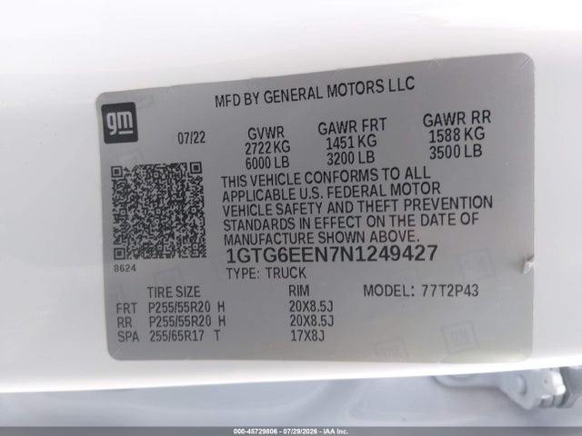 Auction sale of the 2022 Gmc Canyon 4wd  Short Box Denali, vin: 1GTG6EEN7N1249427, lot number: 45729806