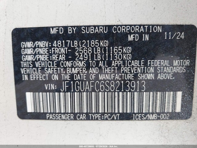 Продажа на аукционе авто 2025 Subaru Impreza Sport 5-door, vin: JF1GUAFC6S8213913, номер лота: 45729808