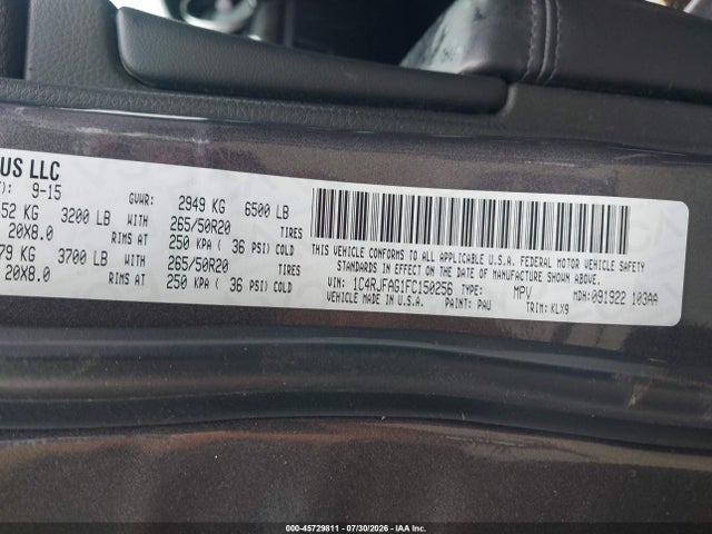 1C4RJFAG1FC150256 Jeep Grand Cherokee Altitude