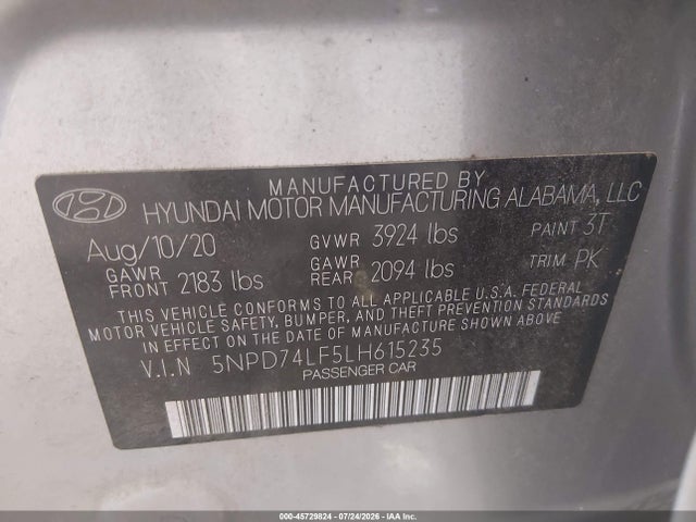 Hyundai ELANTRA SE 2020 5NPD74LF5LH615235 Image 9