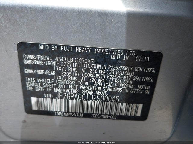 Продажа на аукционе авто 2013 Subaru Xv Crosstrek 2.0i Limited, vin: JF2GPAGC1D2900045, номер лота: 45729835