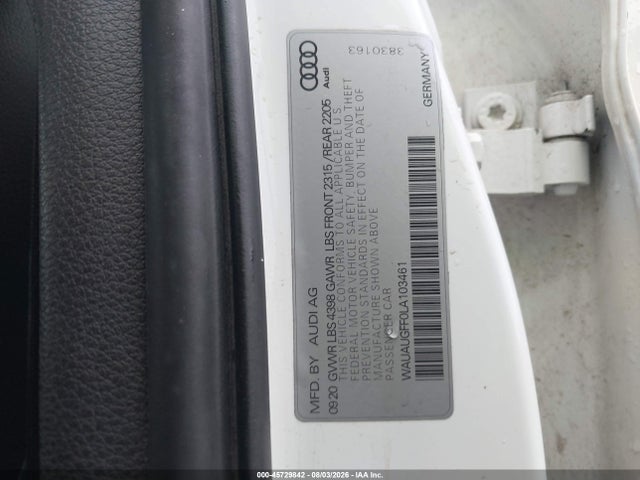 Aukcja sprzedaży 2020 Audi A3 Premium 40 Tfsi Front-wheel Drive S Tronic, vin: WAUAUGFF0LA103461, numer aukcji: 45729842