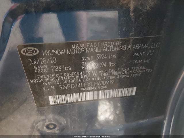 Hyundai ELANTRA SE 2020 5NPD74LFXLH610919 Image 9