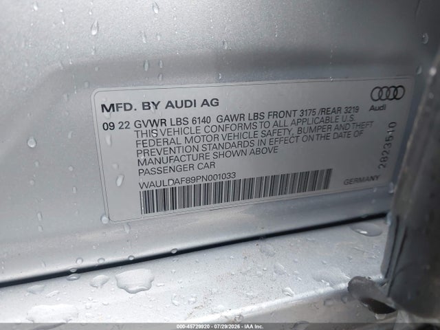 45729920 :رقم المزاد ، WAULDAF89PN001033 vin ، 2023 Audi A8 L 55 Tfsi Quattro Tiptronic مزاد بيع