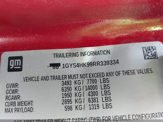 45729974 :رقم المزاد ، 1GYS4HK99RR339334 vin ، 2024 Cadillac Escalade 4wd V-series مزاد بيع