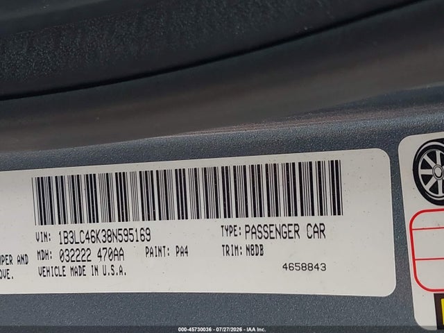 Продаж на аукціоні авто 2008 Dodge Avenger Se, vin: 1B3LC46K38N595169, номер лоту: 45730036