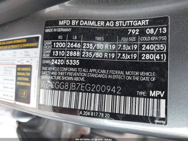 45730054 :رقم المزاد ، WDCGG8JB7EG200942 vin ، 2014 Mercedes-benz Glk 350 4matic مزاد بيع