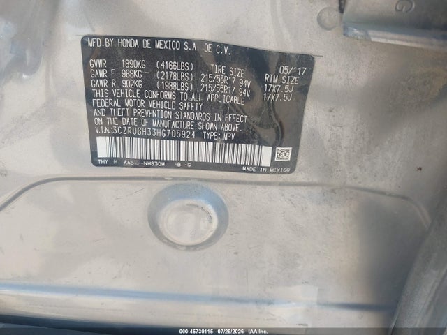 3CZRU6H33HG705924 Honda HR-V LX