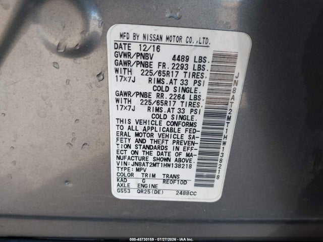 Nissan ROGUE S 2017 JN8AT2MT1HW138218 Image 9