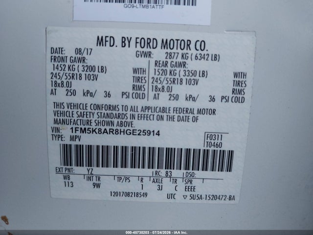 Ford Utility Police Interceptor 2017 1FM5K8AR8HGE25914 Image 9