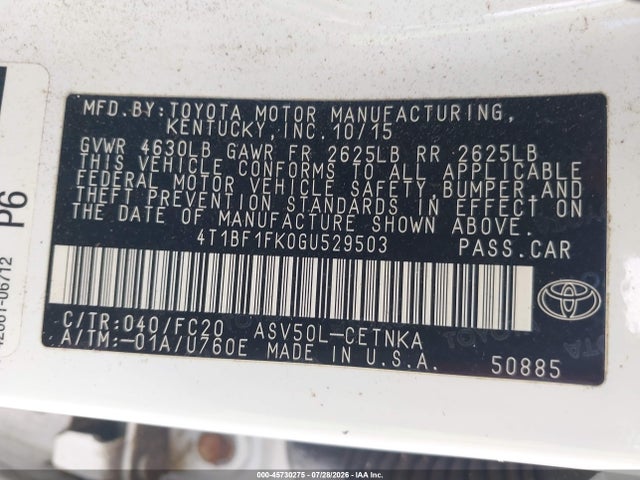4T1BF1FK0GU529503 Toyota CAMRY LE